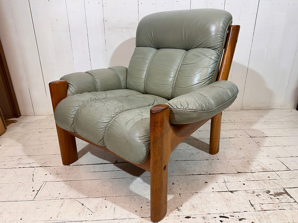 Thumbnail: Swedish mid century distressed leather lounge chairs by Ekornes