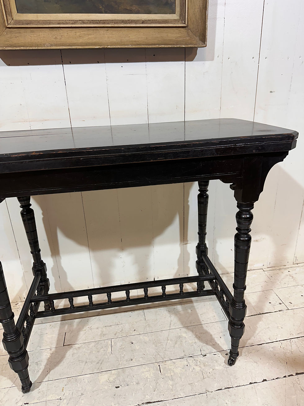 Beautiful ebonised console and games table, hand crafted, ideal hallway table, sofa table, games at home
