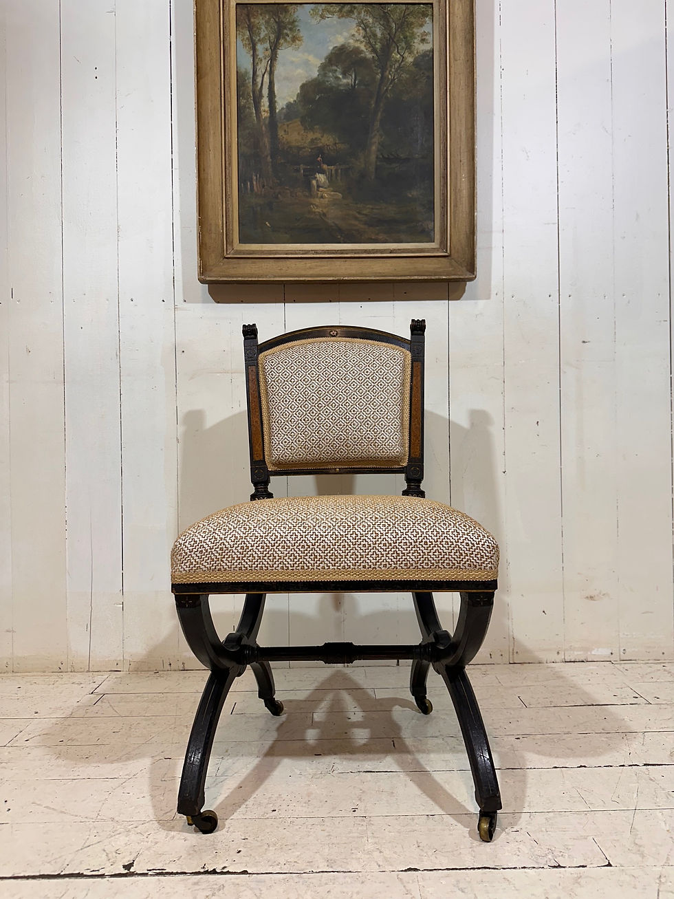 Thumbnail: Fine Aesthetic Movement Chair by Lamb of Manchester, matching pair, interior designers,