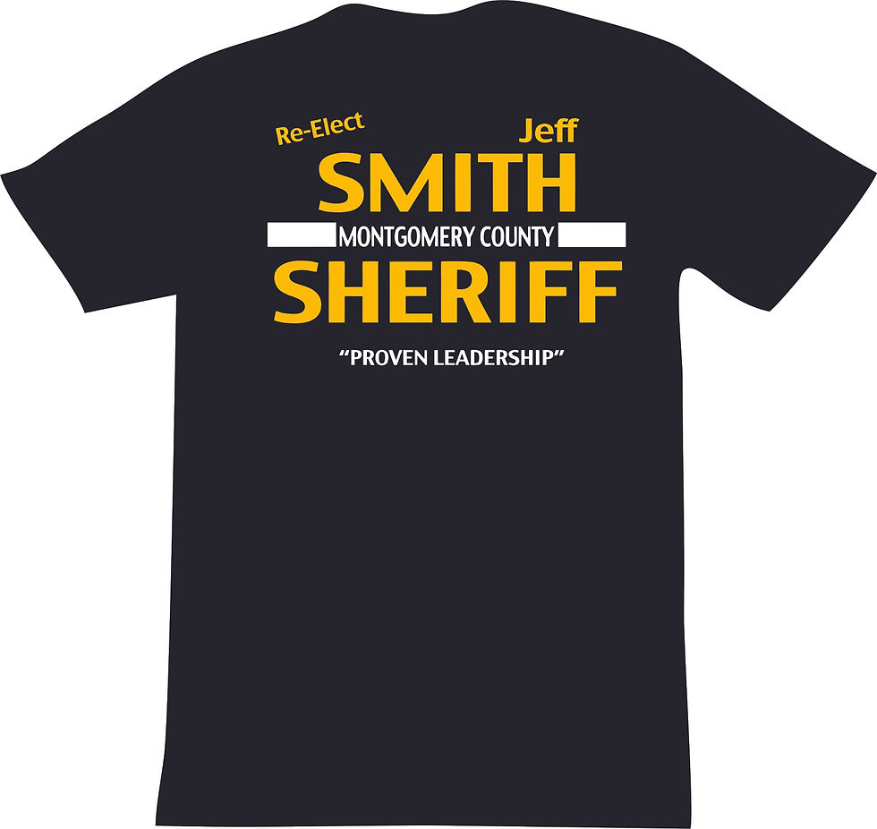 Thumbnail: Re-Elect Jeff Smith  Sheriff  short  sleeve dri-fit t-shirt