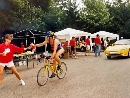 Verpflegungsstation beim Allgäu Triathlon 1997