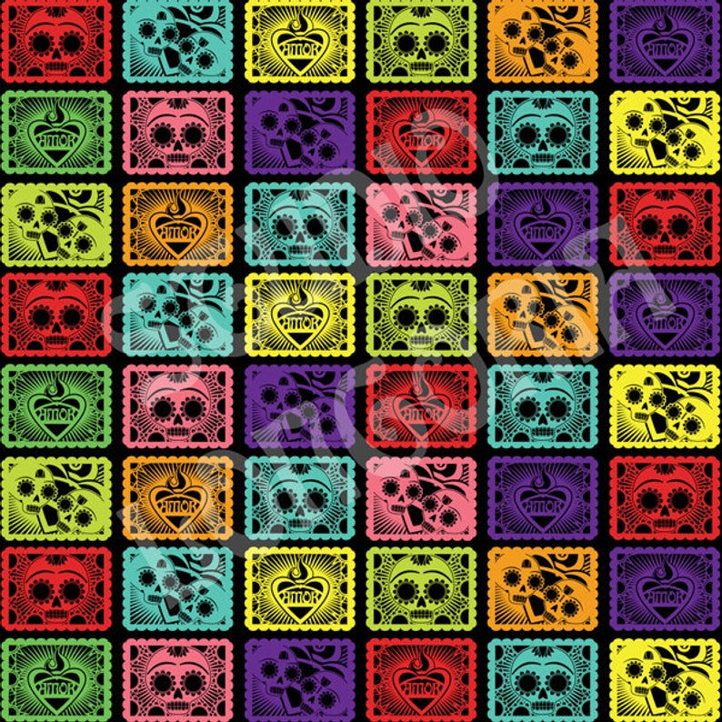 Black Papel Picado Fabric