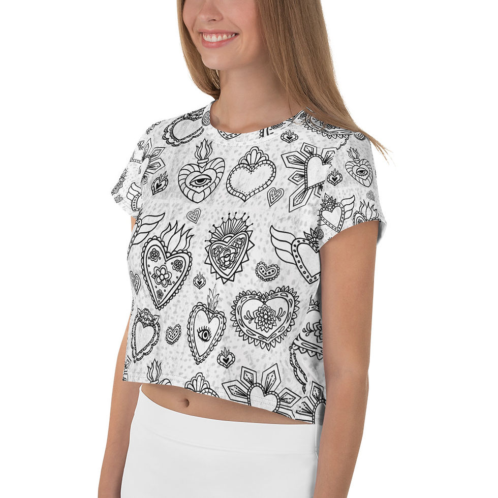 Thumbnail: Corazon Milagros All-Over Print Crop Tee