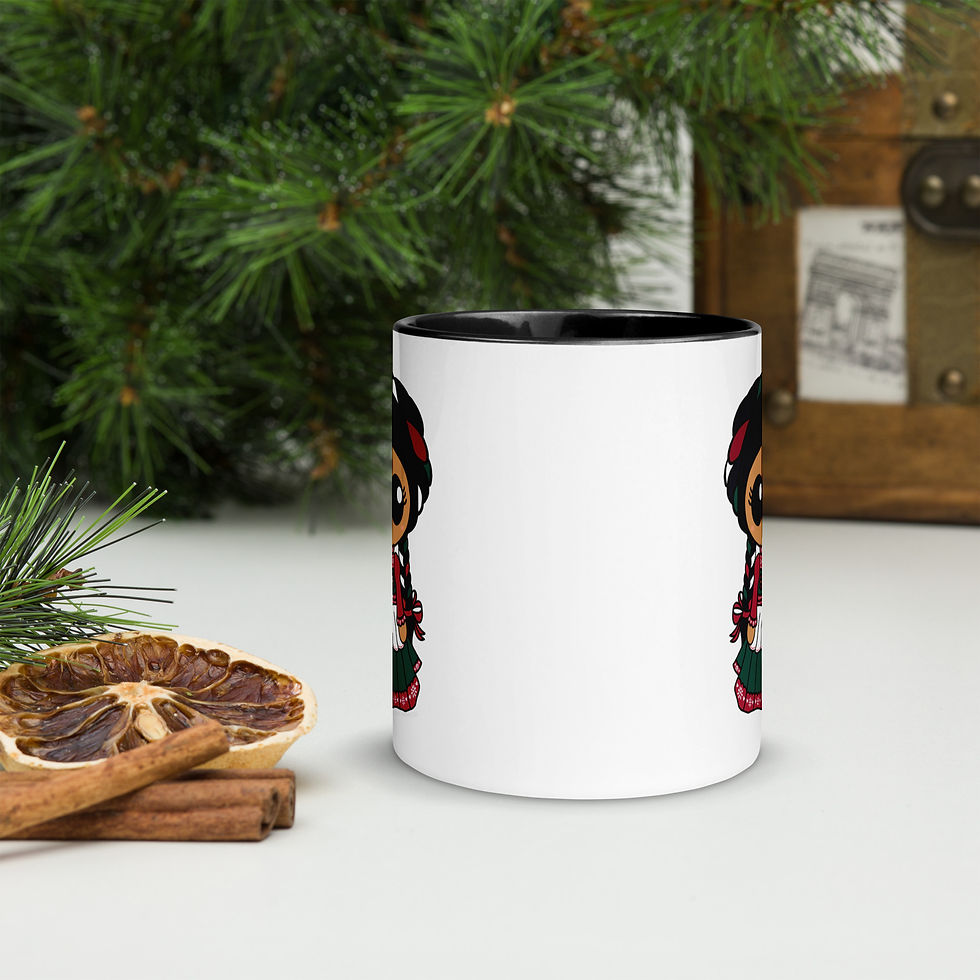 Thumbnail: Christmas Muñeca Mug with Color Inside