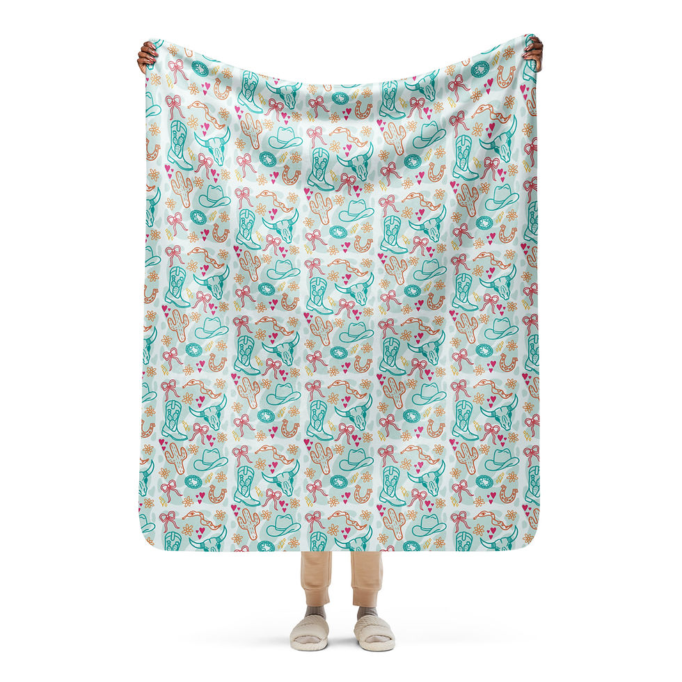 Thumbnail: Howdy Cowgirl Neon Sherpa blanket