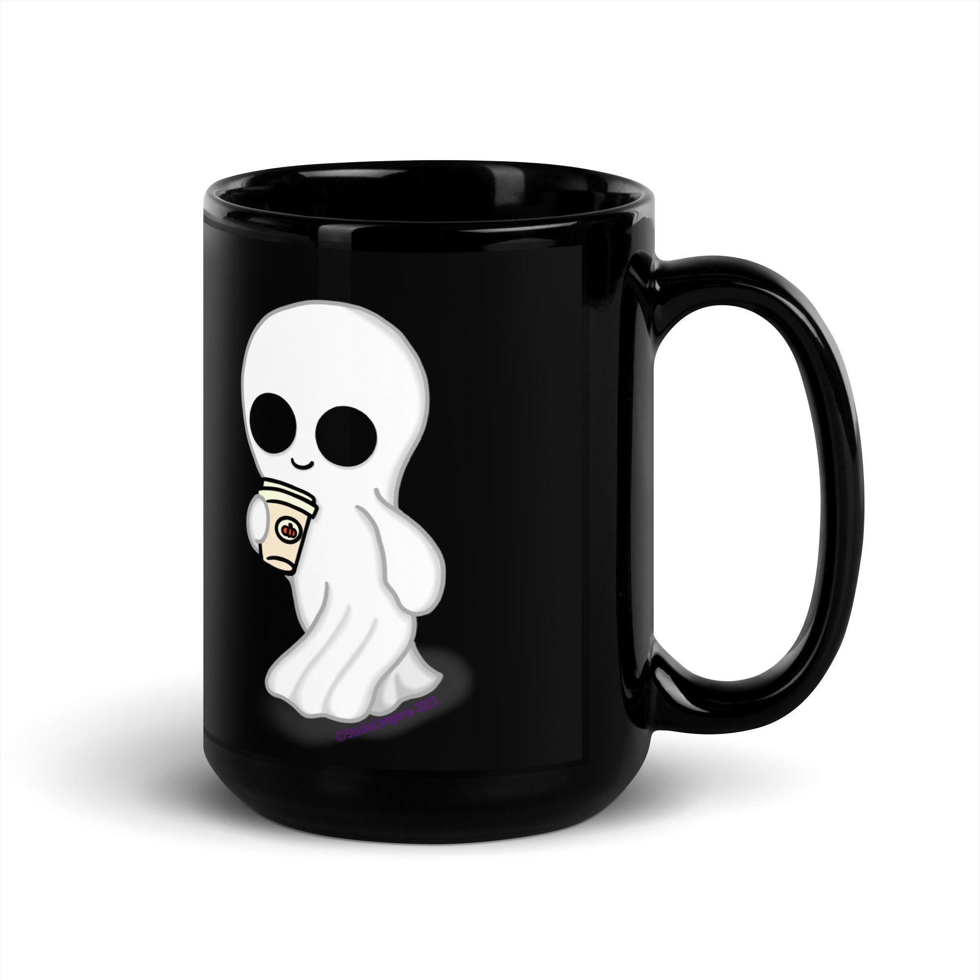Ghosty Spice Latte Black Glossy Mug