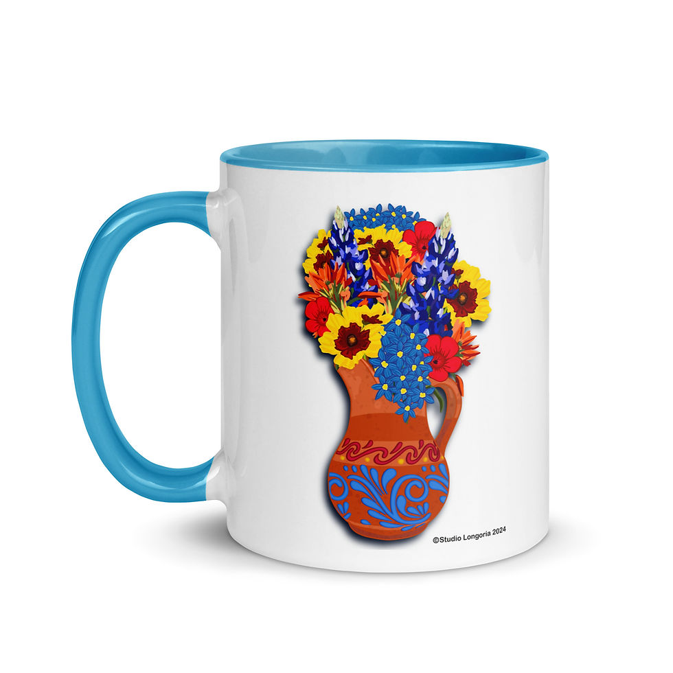 Thumbnail: Water Pitcher Full of Texas Wildflowers Mug with Color Inside