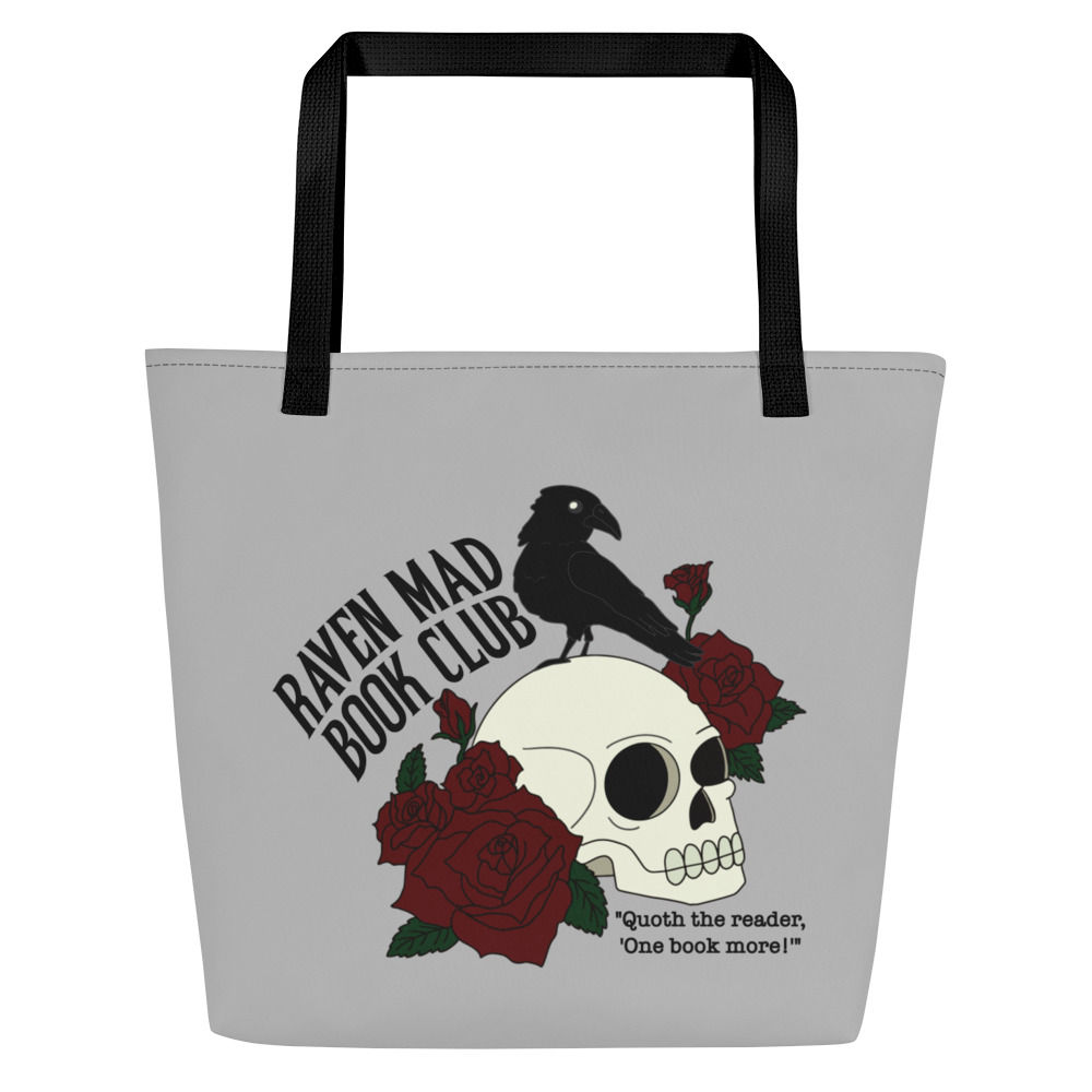 Raven Mad Book Club All-Over Print Large Tote Bag