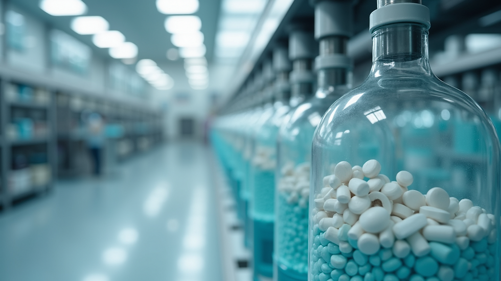 Close-up view of clean and sterile pharmaceutical manufacturing facility