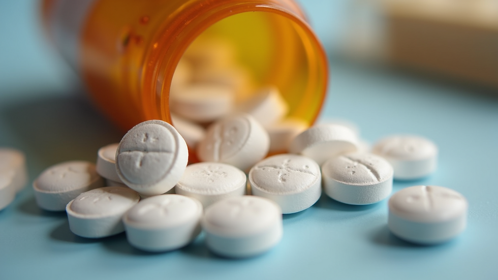 Eye-level view of an assortment of pain relief medications