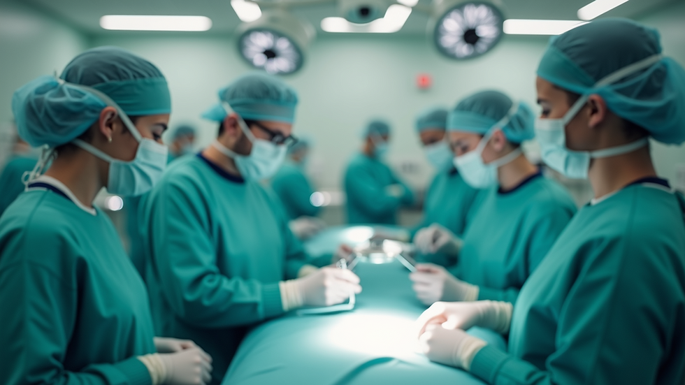 High angle view of a hospital operating room setting