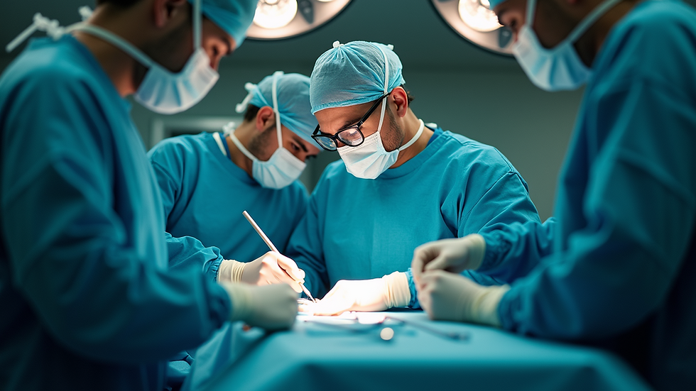 Eye-level view of a surgical operation with medical professionals in action