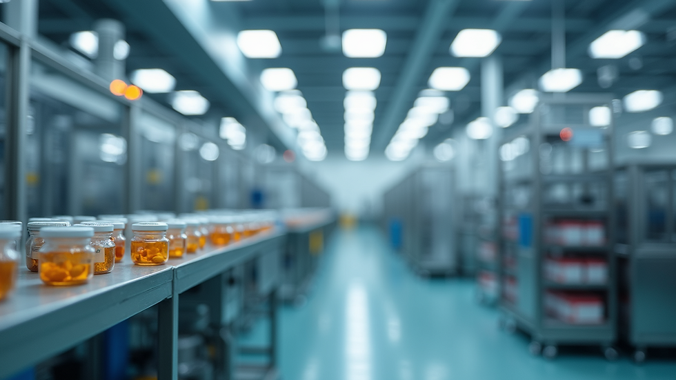 Wide angle view of a pharmaceutical manufacturing facility