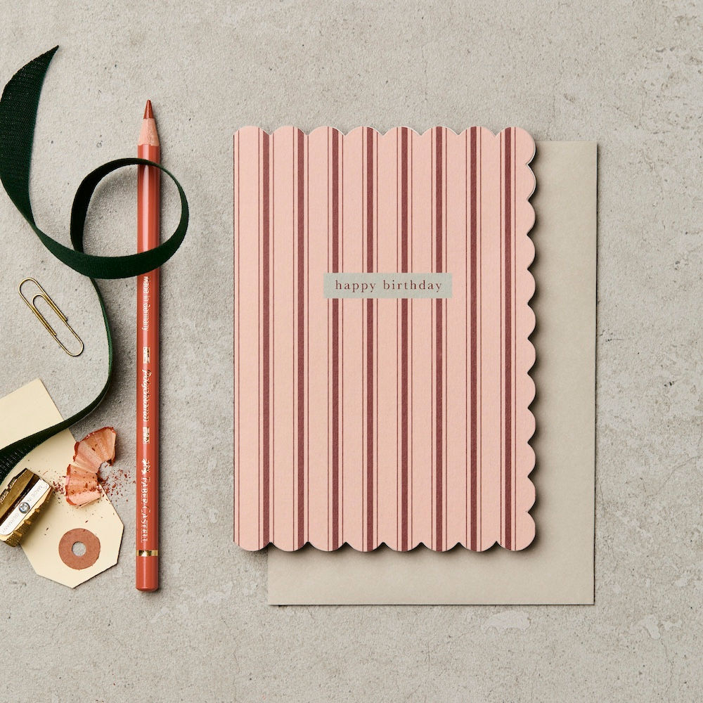 Burgundy Pink Birthday Stripe Card