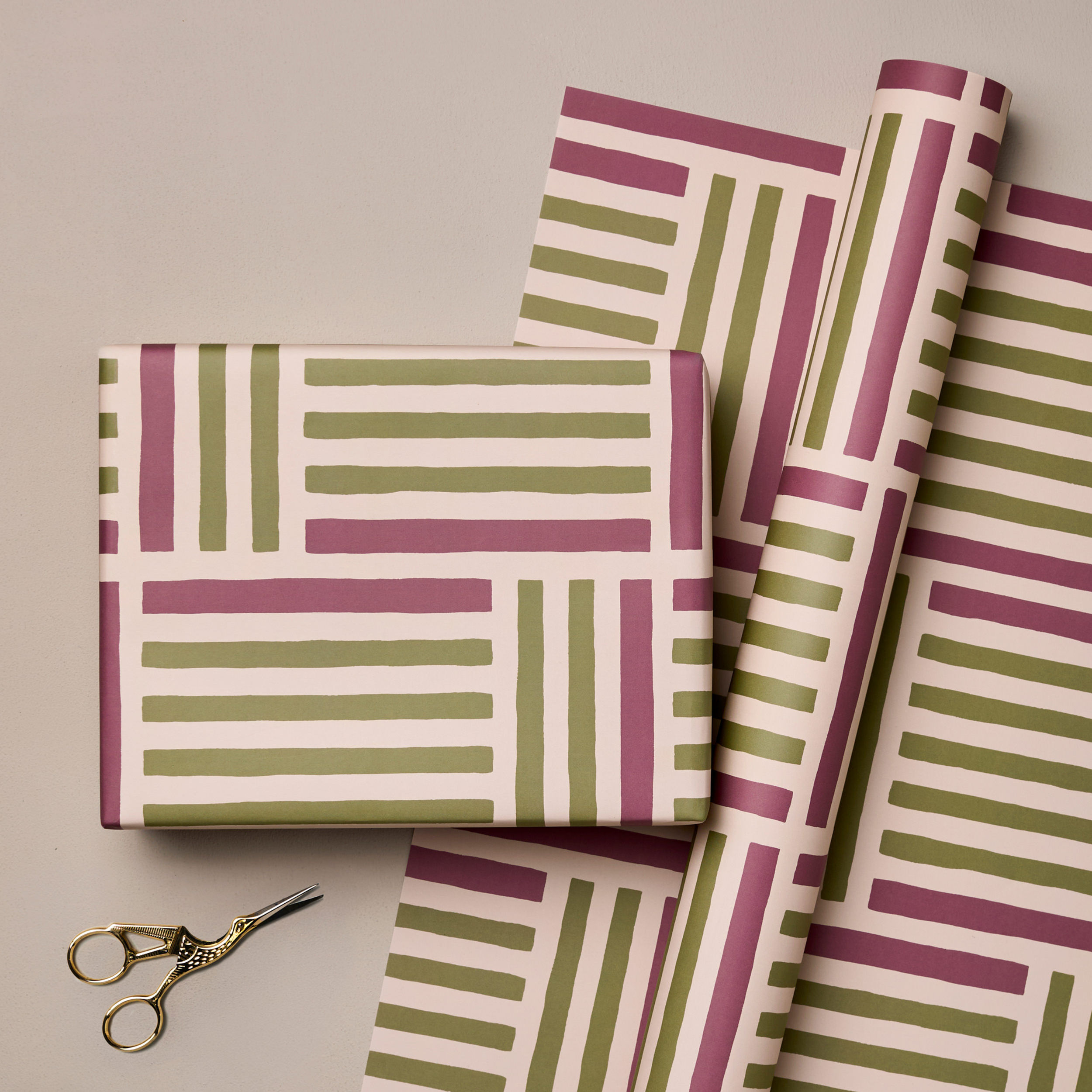Purple & Green Striped Single Sided Wrap