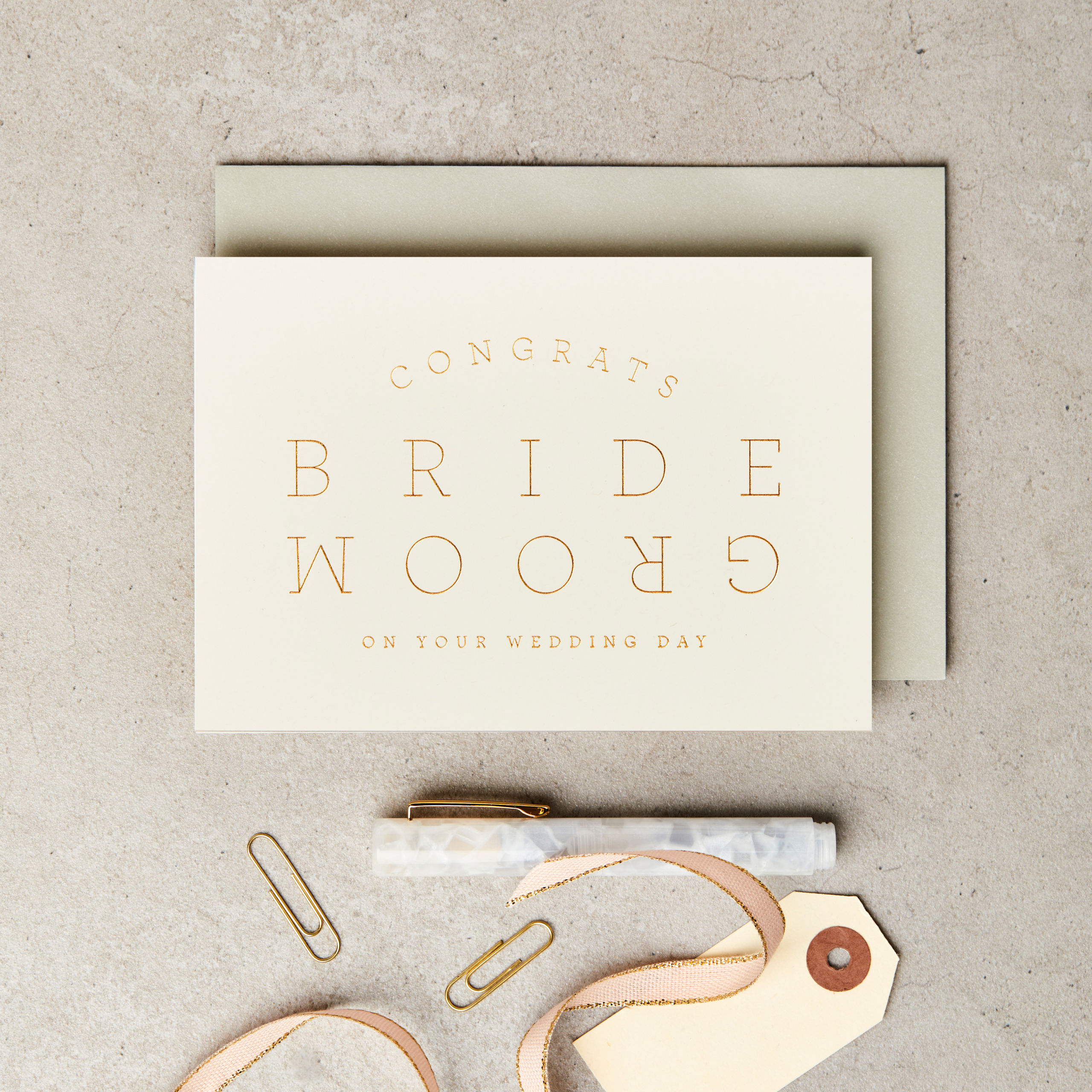 Extract Bride & Groom Cream Card