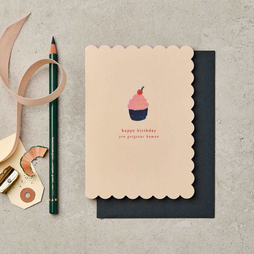 Happy Birthday Cupcake Scallop Card
