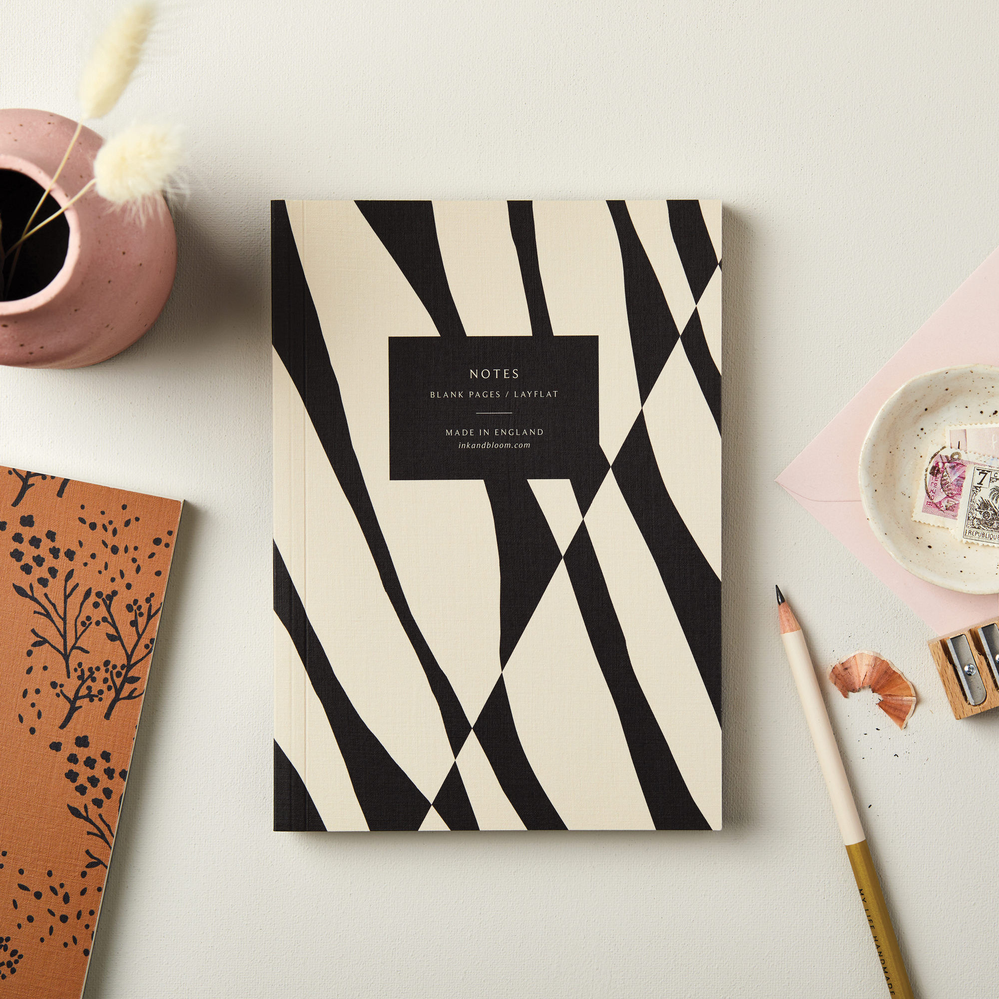 A5 Layflat Notebook Blank Abstract & Cream