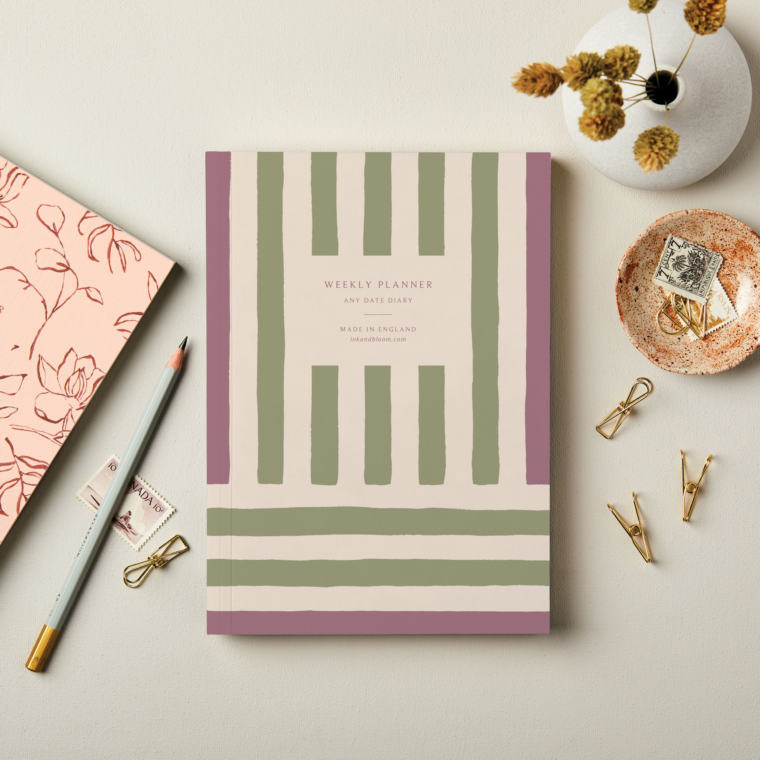 Undated Layflat Weekly Planner Striped