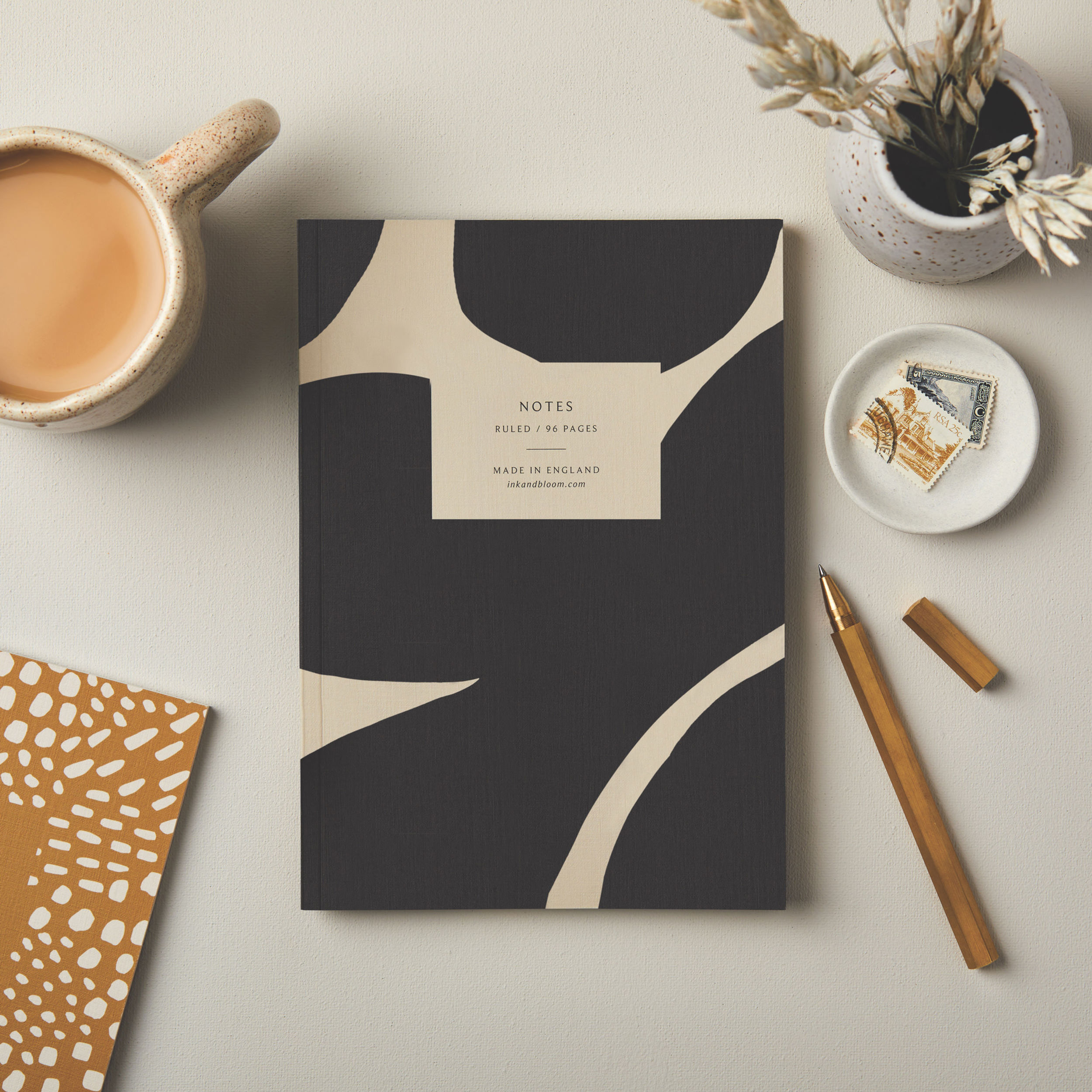 A5 Ruled Notebook Abstract Black & Cream