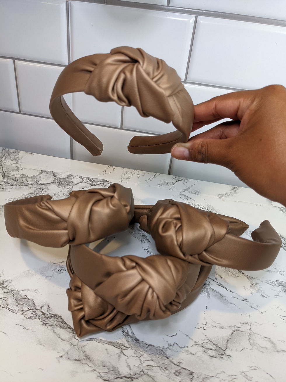 Thumbnail: Faux leather knot headband 