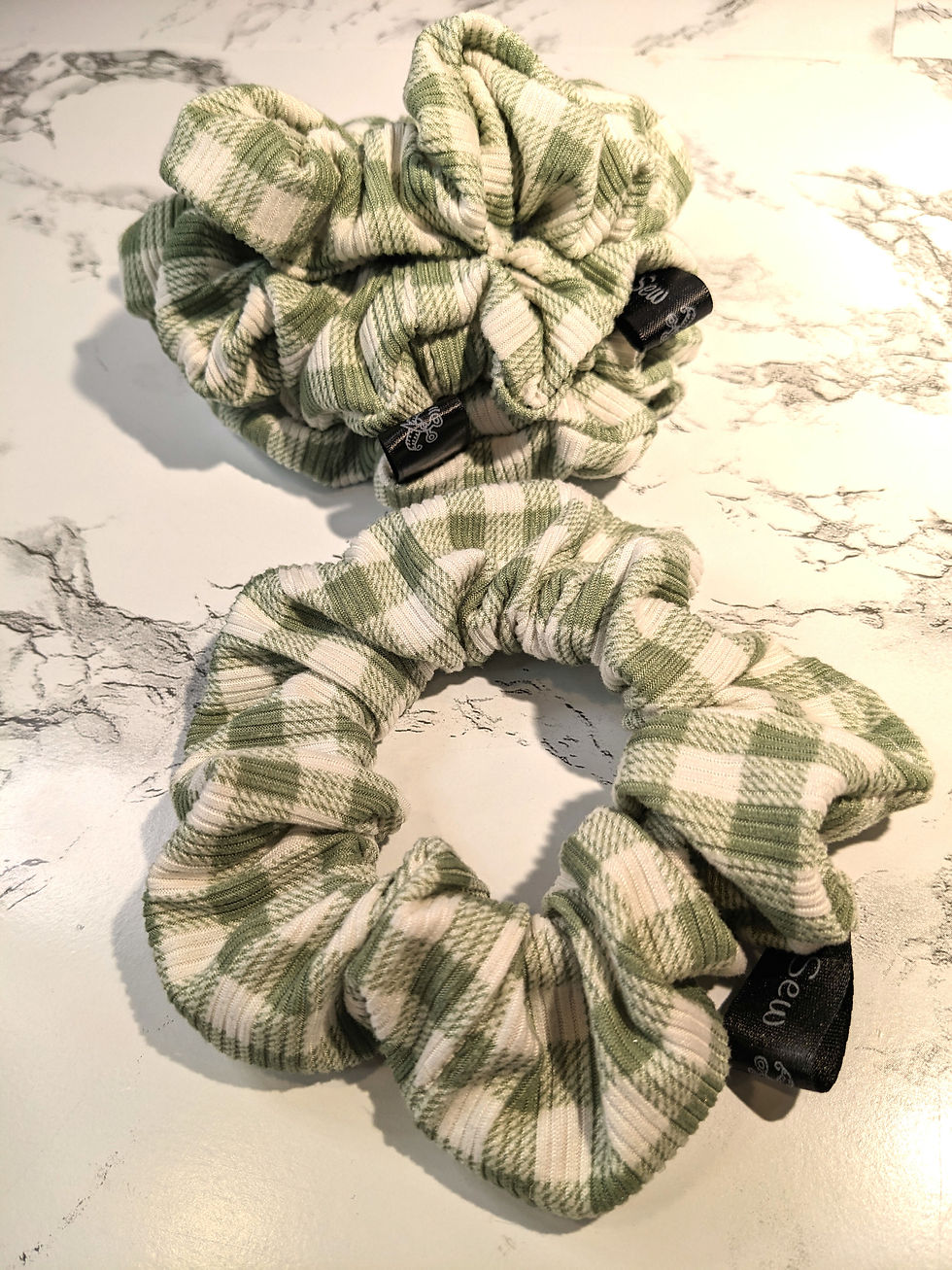 Thumbnail: Light green gingham scrunchies