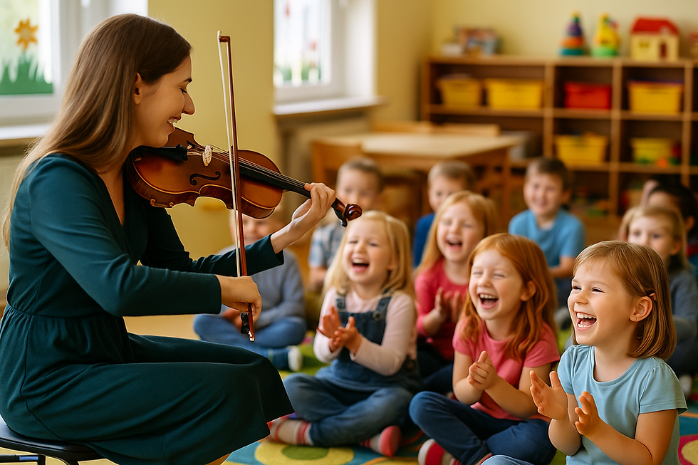 dzieci podczas koncertu poznajemy instrumenty skrzypce