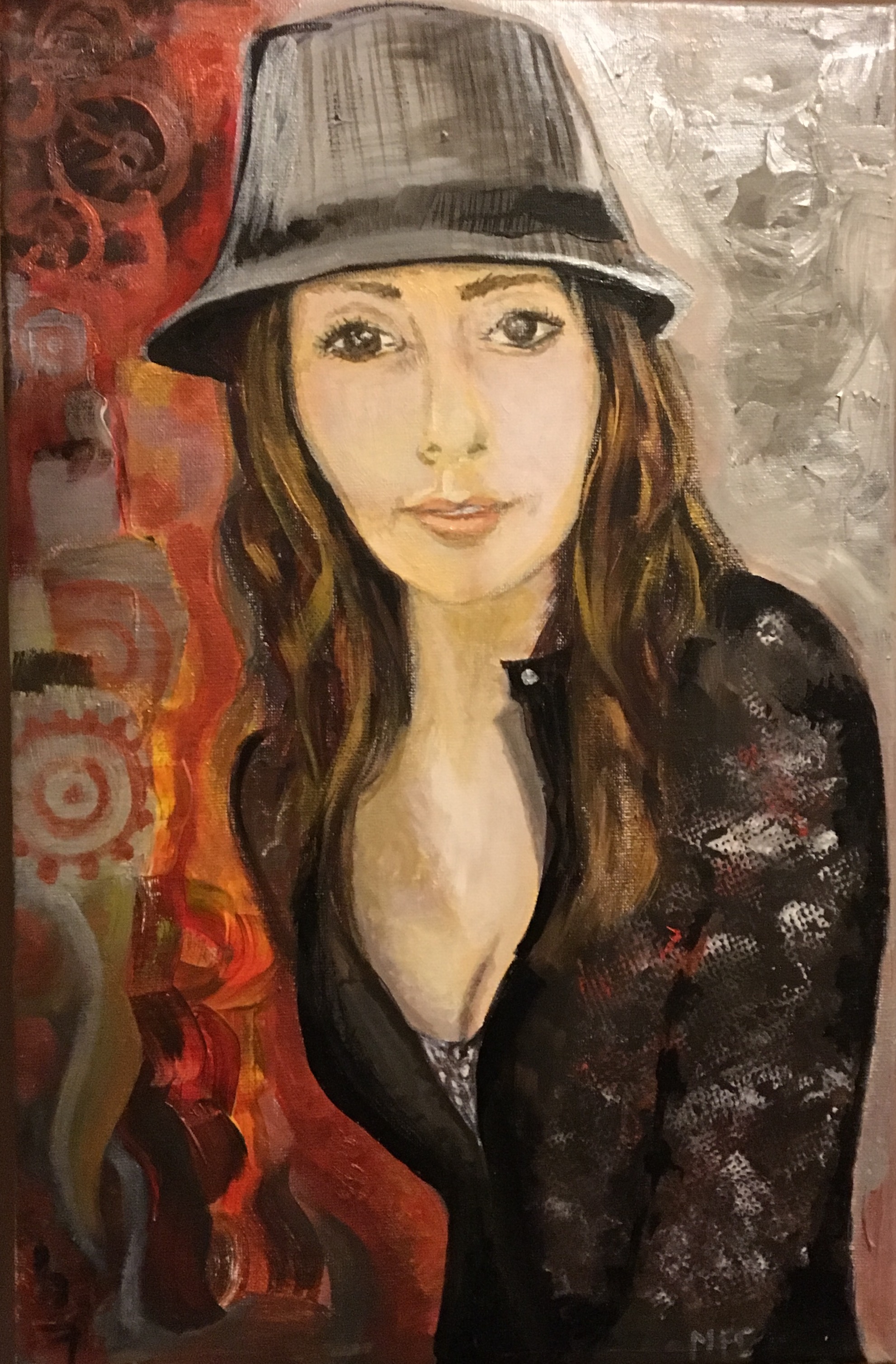 Self-portrait. Acrylics on canvas.
