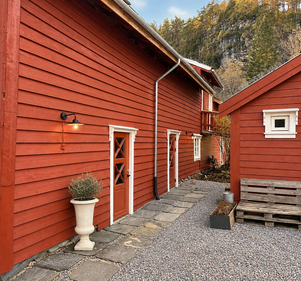 Entrance to Floren Mat & Kultur in the restored red barn