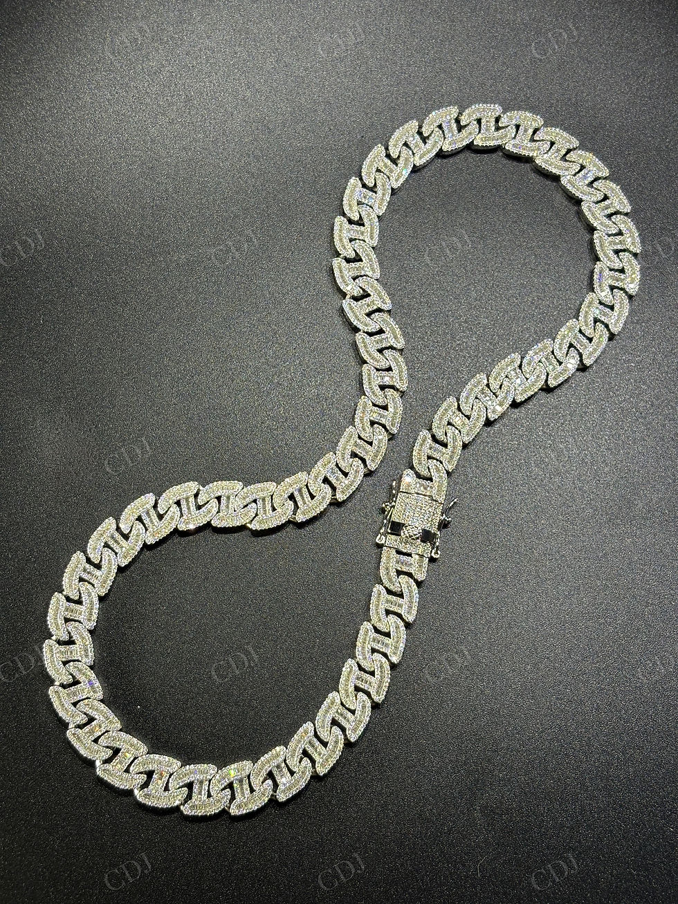 Thumbnail: 12mm 925 Sterling Silver Moissanite H Link Chain
