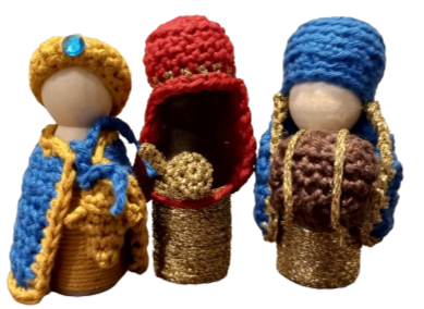 Thumbnail: Haakpatroon kerststal peg dolls