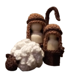 Thumbnail: Haakpatroon kerststal peg dolls