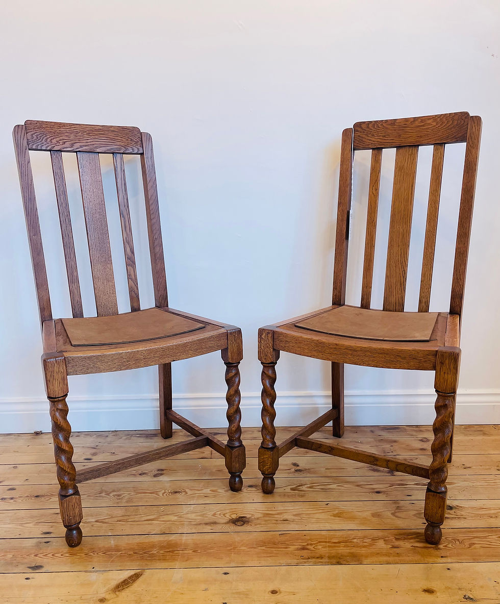Thumbnail: Oak Barley Twist Drop Leaf Table +4 Chairs