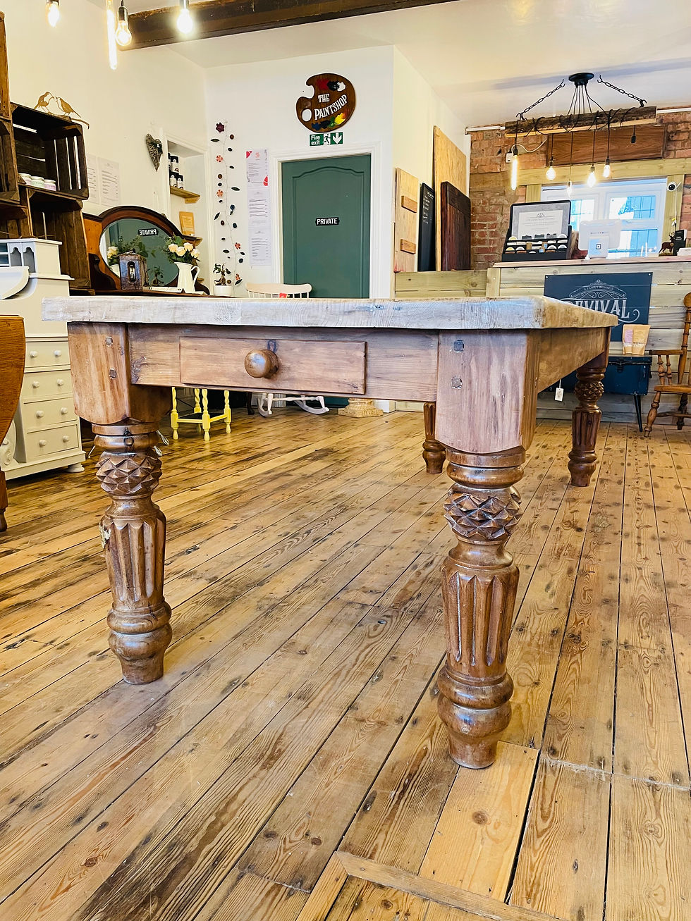 Thumbnail: Gothic Inspired Country Style Dining Table + 8 Chairs