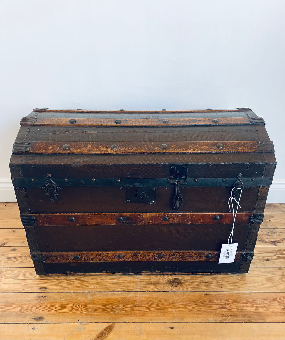Thumbnail: Victorian Antique Barrel Top Steamer Trunk