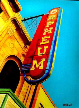 a painting of the Orpheum Theatre in Vancouver BC