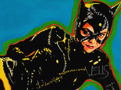 Michele Pfeiffer as Cat Women in this pop art portrait, celebrating the hit movie Bat Man.