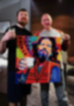 The Dude Abides a custom art by Stacey Wells combining Jeff Bridges with a Lego Guy