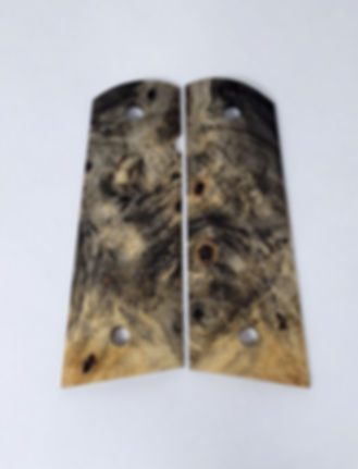Full Size Half Checkered 1911 Buckeye Burl  Magwell grips #41
