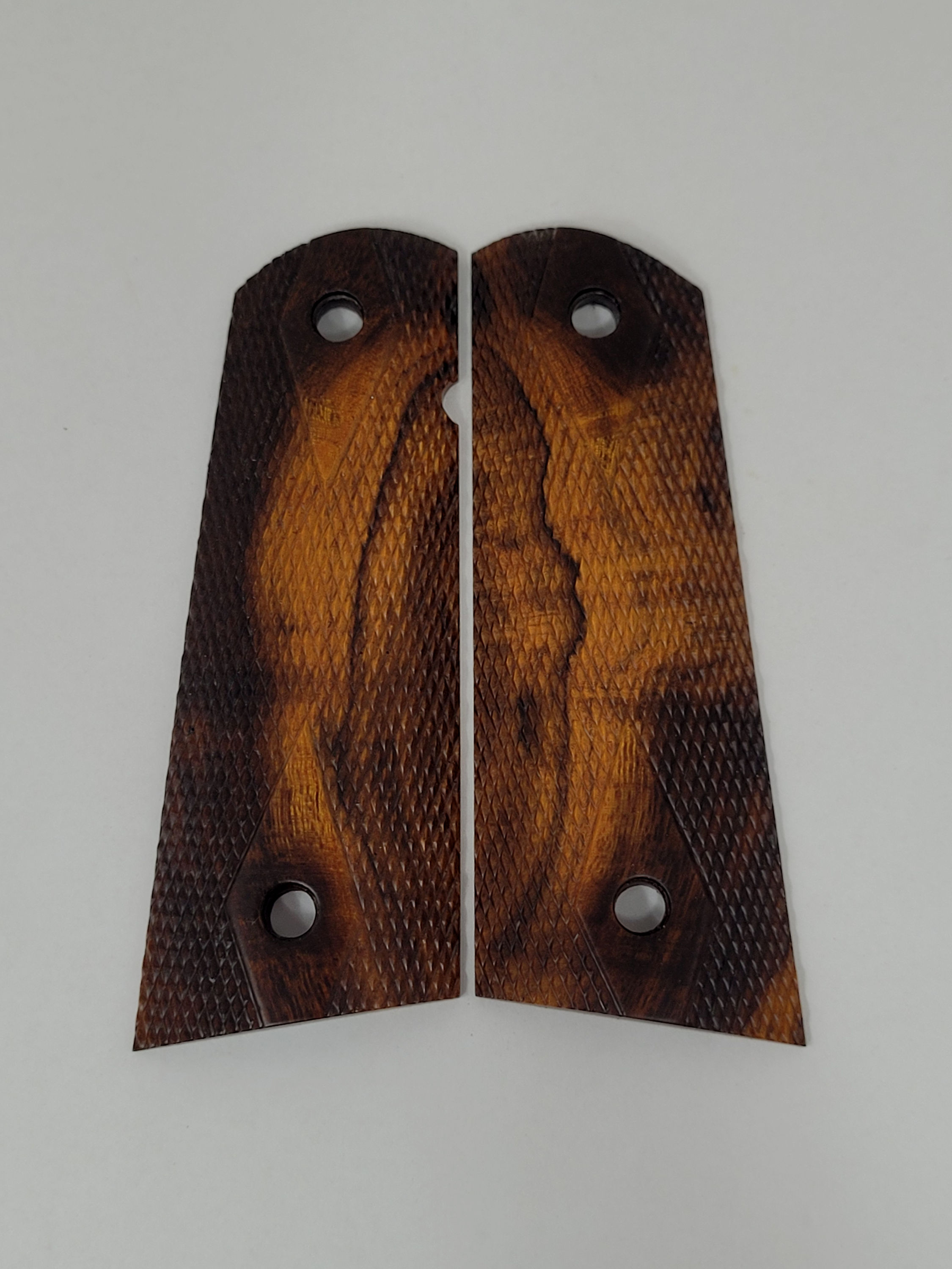 Full Size 1911 Double Diamond Desert Ironwood Burl Magwell grips #35