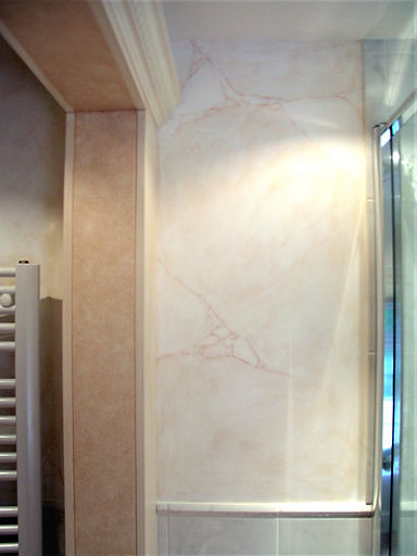 Marbled bathroom walls