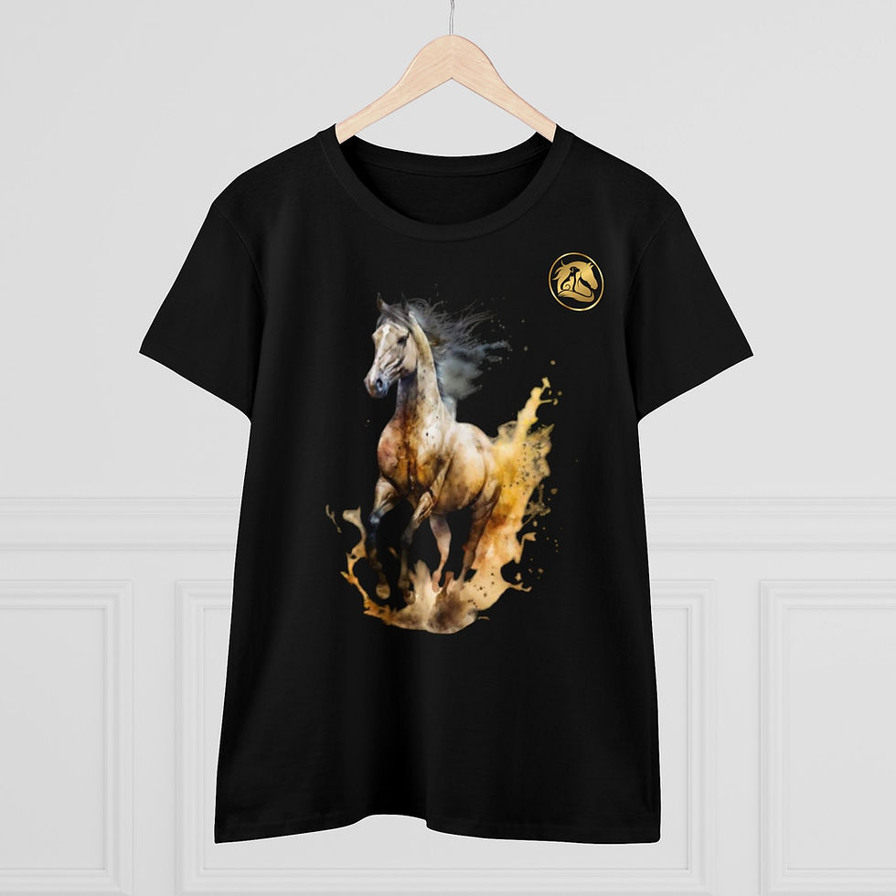 Thumbnail: Tshirt - cheval aquarelle doré