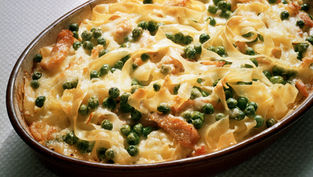 Creamy Tofu Pasta with Salmon and Peas