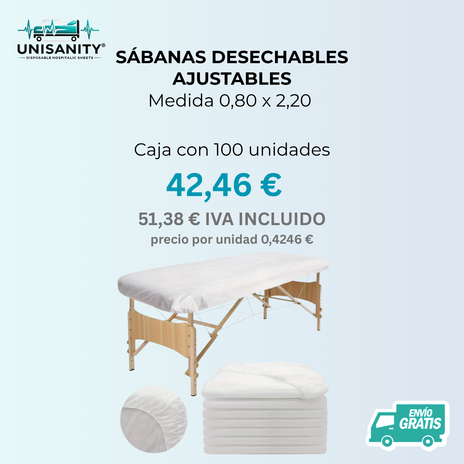 Sábanas ajustables (100 unidades) 0,80 x 2,20