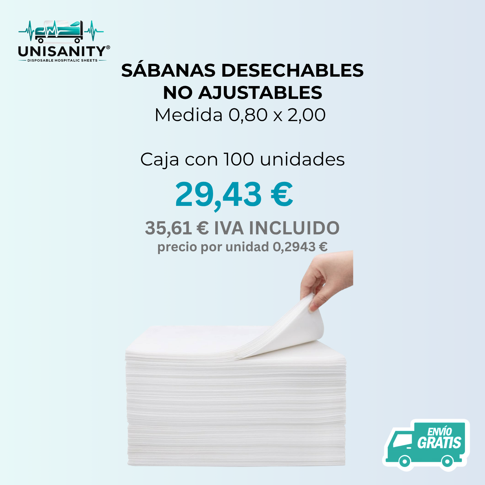Sábanas no ajustables (100 unidades) 0,80 x 2,00
