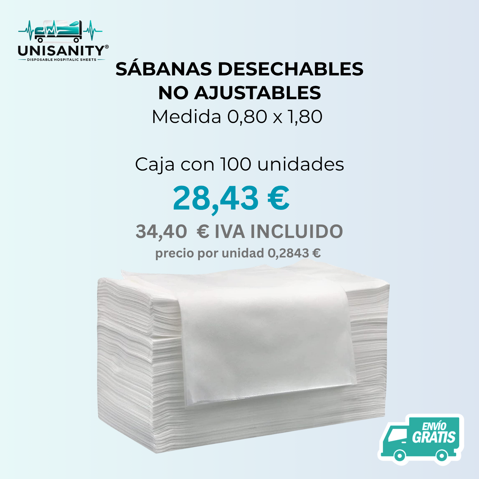Sábanas no ajustables (100 unidades) 0,80 x 1,80