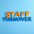 A picture to represent high staff turnover in blue and orange can you write the word STAFF