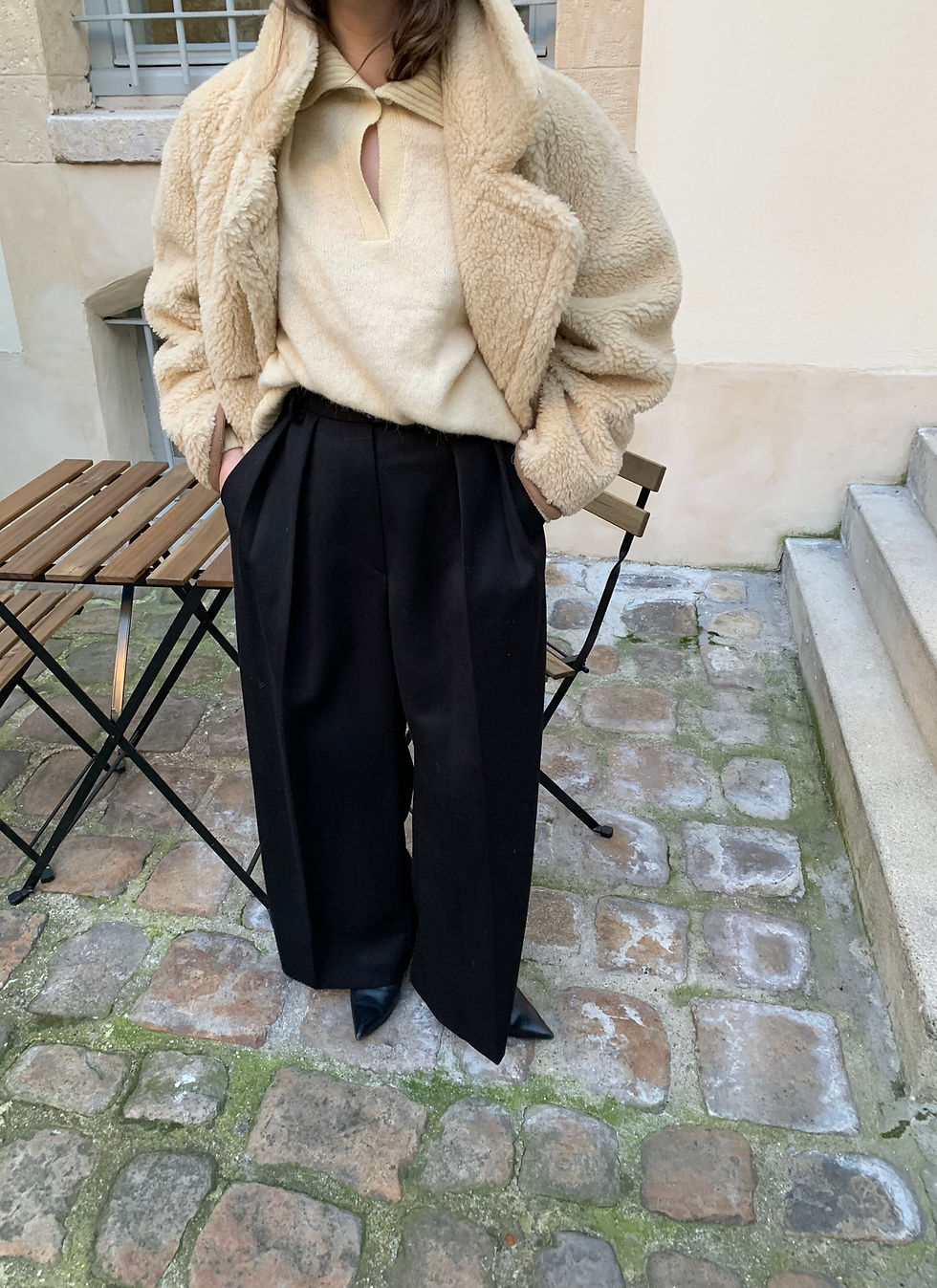 Thumbnail: Black Pleated Wide Leg Trousers