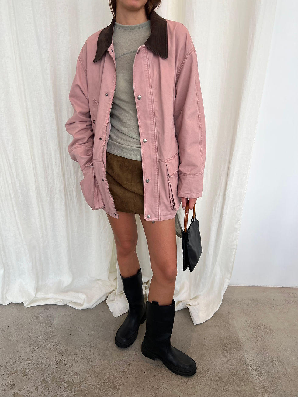 Thumbnail: Suede Collar Workwear Jacket (2colors)