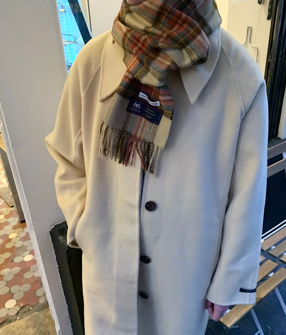 Thumbnail: Beige Wool Fringed Scarf